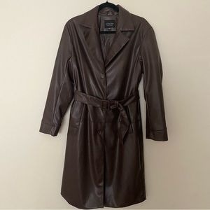 Stoosh Women’s Faux Leather Coat | Brown | Size M